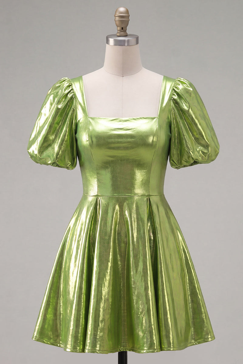 Load image into Gallery viewer, Hot Pink Metallic A-Line Short 80s Cocktail Dress with Sleeves