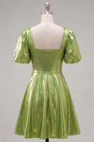 Load image into Gallery viewer, Hot Pink Metallic A-Line Short 80s Cocktail Dress with Sleeves