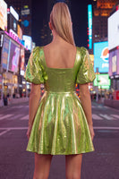 Load image into Gallery viewer, Hot Pink Metallic A-Line Short 80s Cocktail Dress with Sleeves