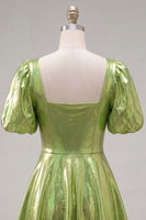 Load image into Gallery viewer, Hot Pink Metallic A-Line Short 80s Cocktail Dress with Sleeves