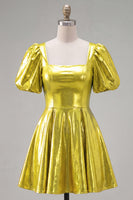 Load image into Gallery viewer, Hot Pink Metallic A-Line Short 80s Cocktail Dress with Sleeves