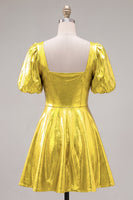 Load image into Gallery viewer, Hot Pink Metallic A-Line Short 80s Cocktail Dress with Sleeves