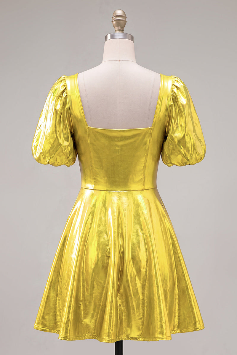 Load image into Gallery viewer, Hot Pink Metallic A-Line Short 80s Cocktail Dress with Sleeves