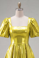 Load image into Gallery viewer, Hot Pink Metallic A-Line Short 80s Cocktail Dress with Sleeves