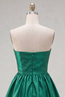 Load image into Gallery viewer, Burgundy Satin Strapless Short 80s Cocktail Dress with Bow