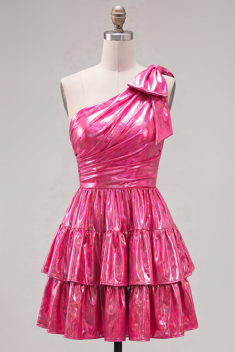Load image into Gallery viewer, Dark Green Metallic A-Line Ruffled Short 80s Cocktail Dress with Bow
