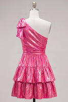 Load image into Gallery viewer, Dark Green Metallic A-Line Ruffled Short 80s Cocktail Dress with Bow