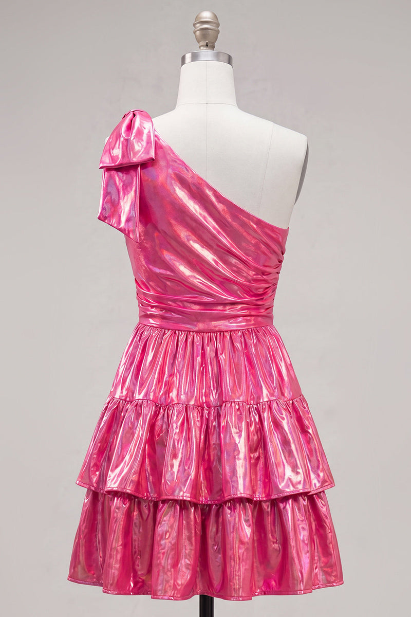 Load image into Gallery viewer, Dark Green Metallic A-Line Ruffled Short 80s Cocktail Dress with Bow