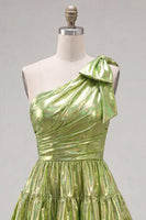 Load image into Gallery viewer, Dark Green Metallic A-Line Ruffled Short 80s Cocktail Dress with Bow