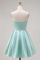 Load image into Gallery viewer, Yellow Satin Ruched Strapless A-Line Short 80s Cocktail Dress