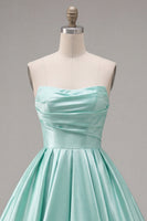 Load image into Gallery viewer, Yellow Satin Ruched Strapless A-Line Short 80s Cocktail Dress