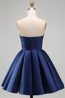 Load image into Gallery viewer, Yellow Satin Ruched Strapless A-Line Short 80s Cocktail Dress