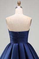 Load image into Gallery viewer, Yellow Satin Ruched Strapless A-Line Short 80s Cocktail Dress