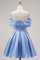 Load image into Gallery viewer, Pink Satin Off The Shoulder A-Line Short 80s Cocktail Dress