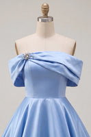 Load image into Gallery viewer, Pink Satin Off The Shoulder A-Line Short 80s Cocktail Dress
