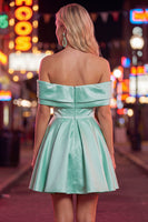 Load image into Gallery viewer, Pink Satin Off The Shoulder A-Line Short 80s Cocktail Dress