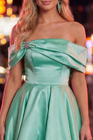 Load image into Gallery viewer, Pink Satin Off The Shoulder A-Line Short 80s Cocktail Dress