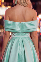 Load image into Gallery viewer, Pink Satin Off The Shoulder A-Line Short 80s Cocktail Dress