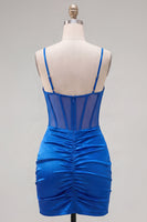 Load image into Gallery viewer, Royal Blue Ruched Corset Tight Short Cocktail Dress