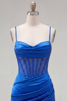 Load image into Gallery viewer, Royal Blue Ruched Corset Tight Short Cocktail Dress