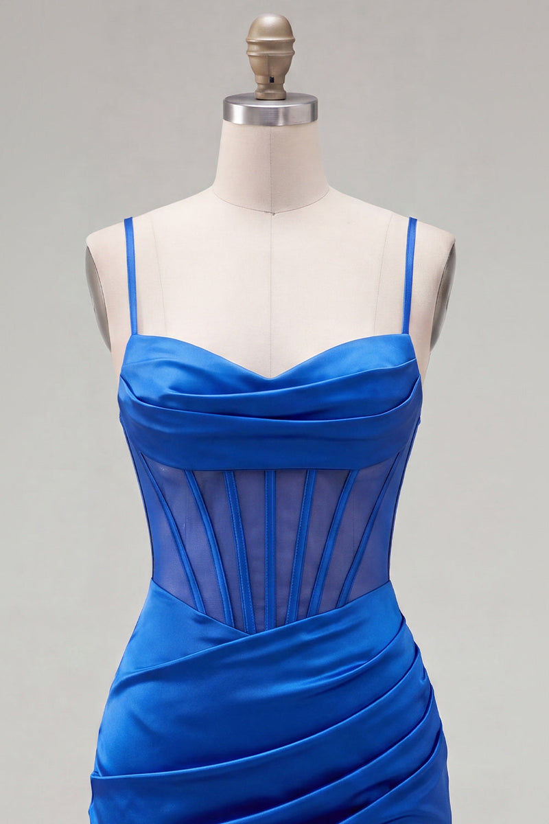 Load image into Gallery viewer, Royal Blue Ruched Corset Tight Short Cocktail Dress