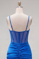 Load image into Gallery viewer, Royal Blue Ruched Corset Tight Short Cocktail Dress