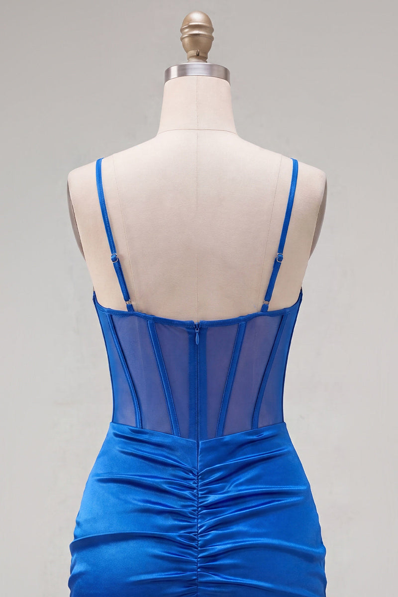 Load image into Gallery viewer, Royal Blue Ruched Corset Tight Short Cocktail Dress