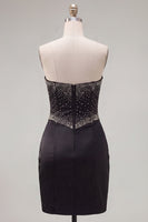 Load image into Gallery viewer, Sparkly Black Beaded Keyhole Corset Tight Short Cocktail Dress