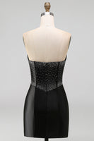 Load image into Gallery viewer, Sparkly Black Beaded Keyhole Corset Tight Short Cocktail Dress