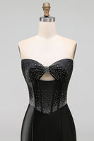 Load image into Gallery viewer, Sparkly Black Beaded Keyhole Corset Tight Short Cocktail Dress