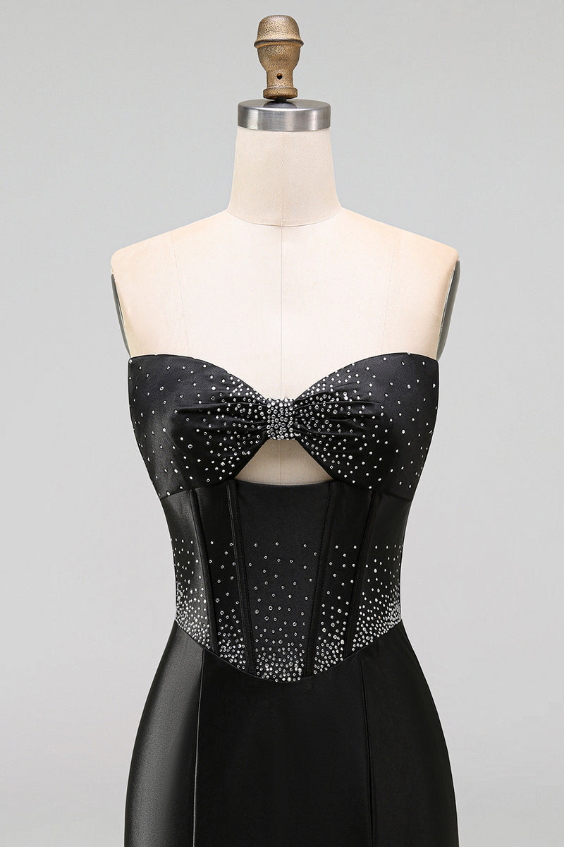 Load image into Gallery viewer, Sparkly Black Beaded Keyhole Corset Tight Short Cocktail Dress