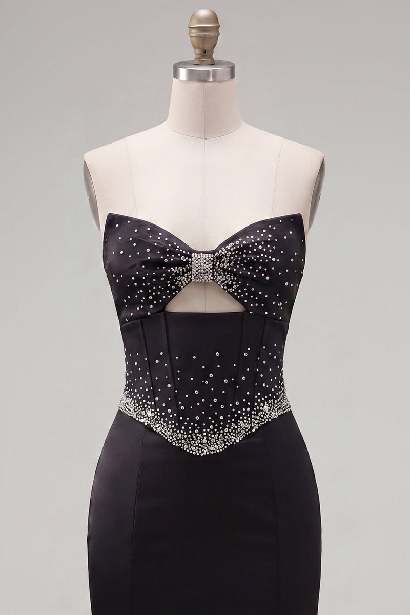 Load image into Gallery viewer, Sparkly Black Beaded Keyhole Corset Tight Short Cocktail Dress