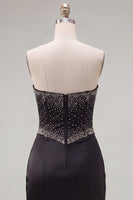 Load image into Gallery viewer, Sparkly Black Beaded Keyhole Corset Tight Short Cocktail Dress