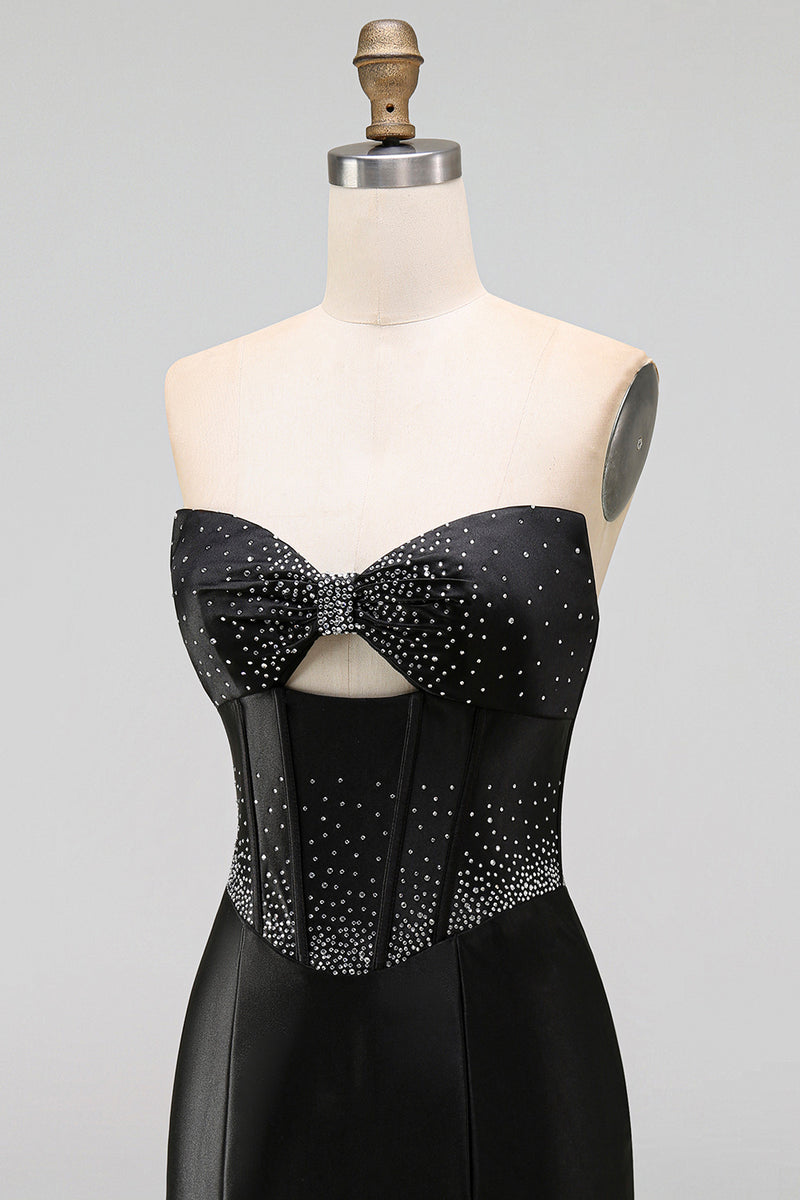 Load image into Gallery viewer, Sparkly Black Beaded Keyhole Corset Tight Short Cocktail Dress