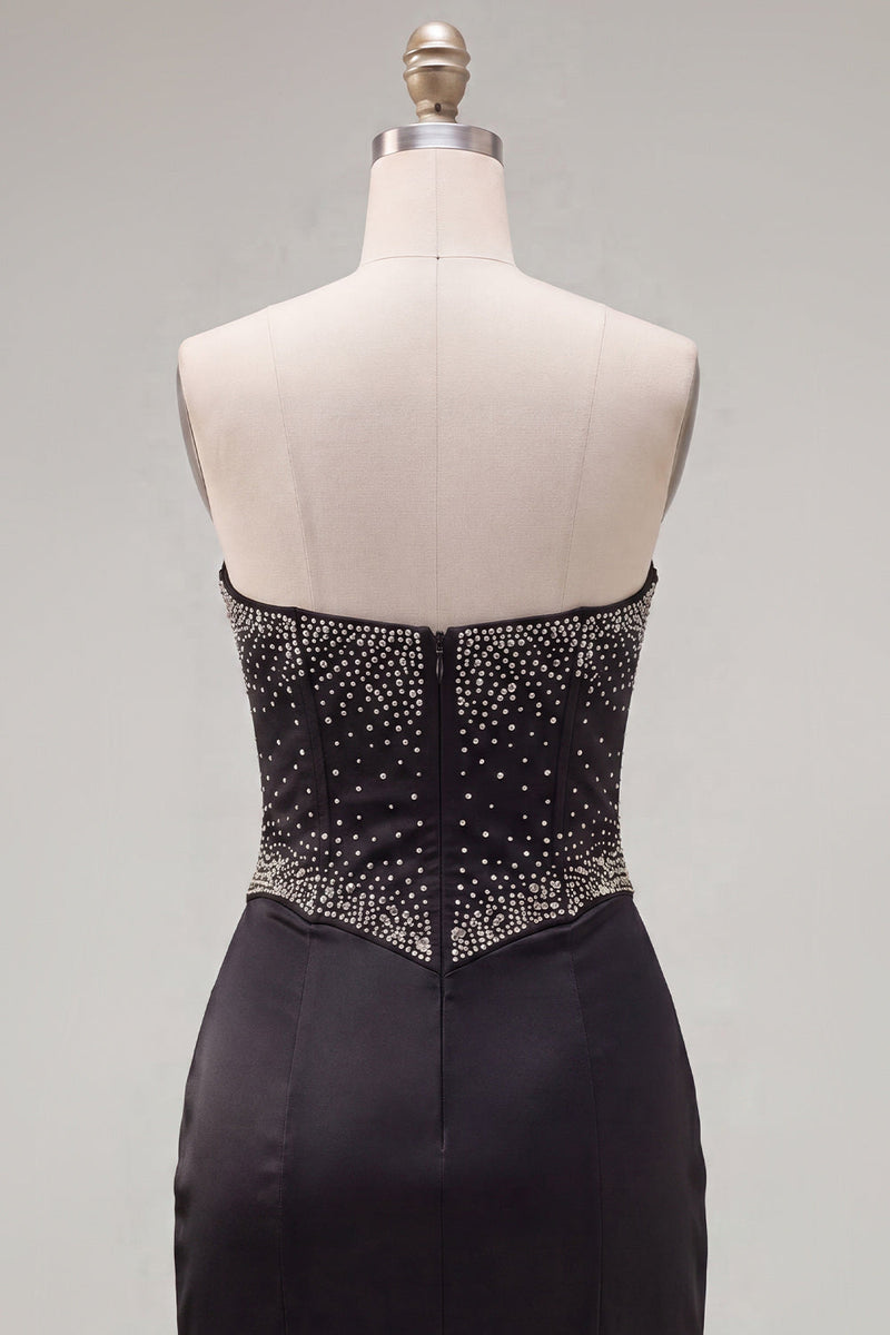 Load image into Gallery viewer, Sparkly Black Beaded Keyhole Corset Tight Short Cocktail Dress