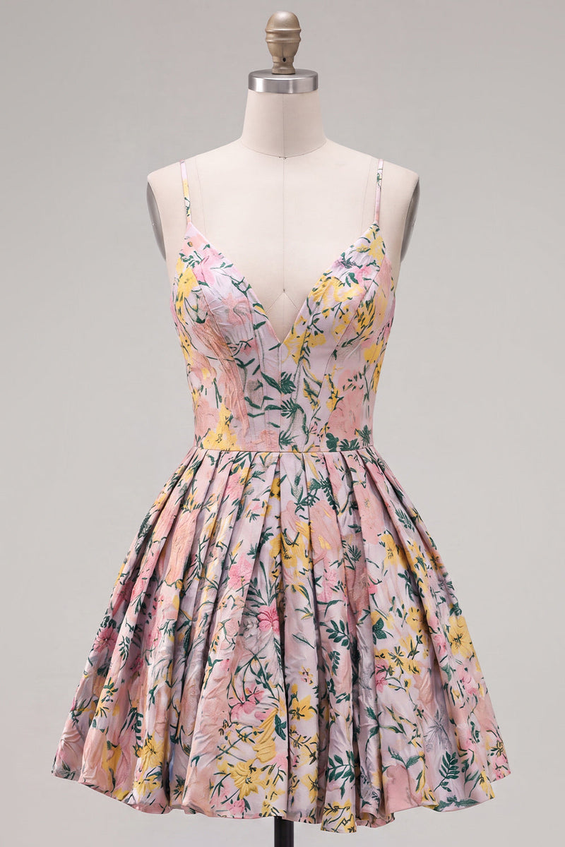 Load image into Gallery viewer, Grey Jacquard Corset Ruched A-Line Short Cocktail Dress