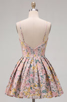 Load image into Gallery viewer, Grey Jacquard Corset Ruched A-Line Short Cocktail Dress