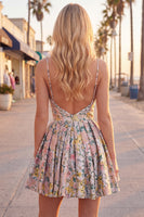 Load image into Gallery viewer, Grey Jacquard Corset Ruched A-Line Short Cocktail Dress