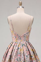 Load image into Gallery viewer, Grey Jacquard Corset Ruched A-Line Short Cocktail Dress