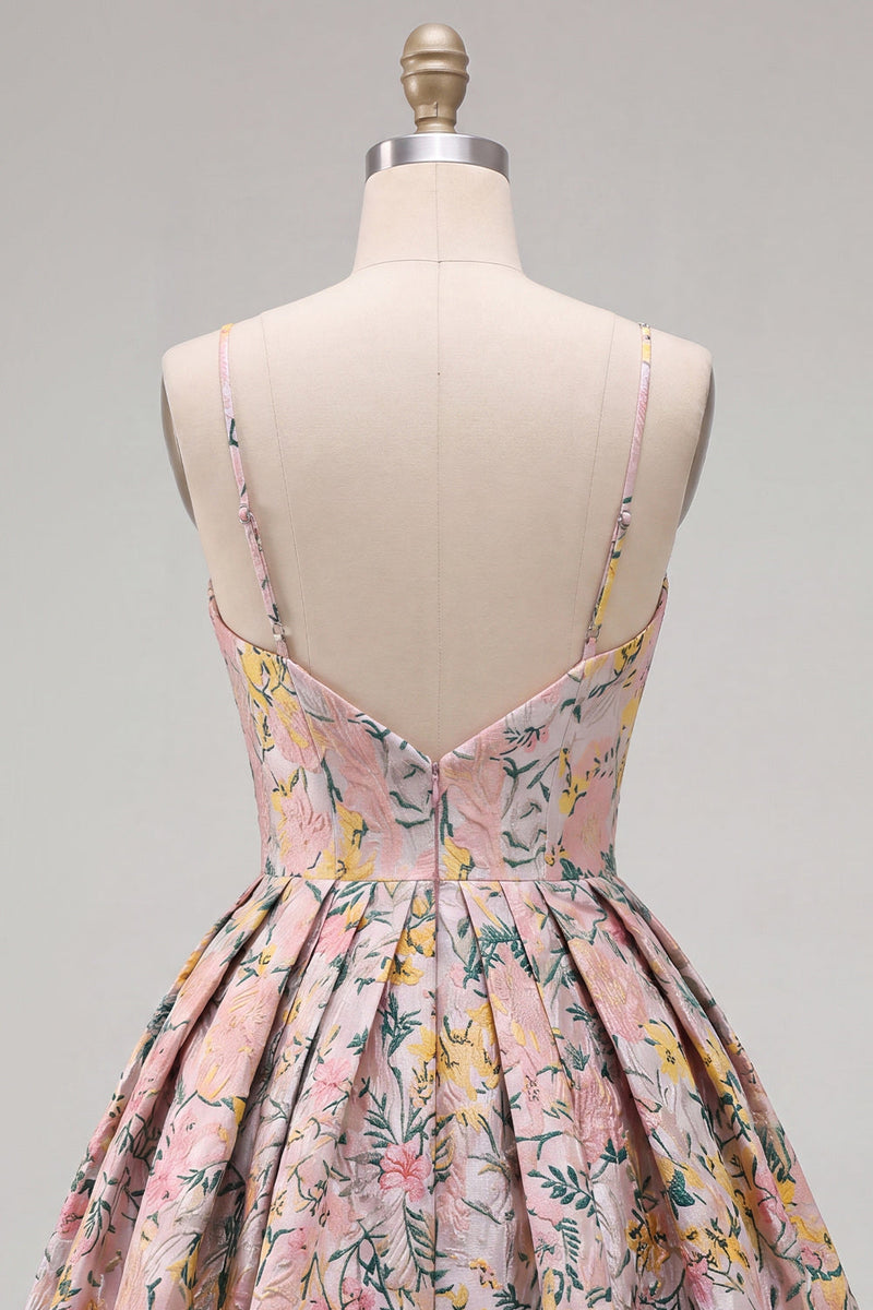 Load image into Gallery viewer, Grey Jacquard Corset Ruched A-Line Short Cocktail Dress