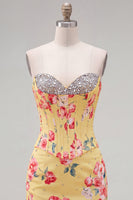 Load image into Gallery viewer, Floral Sparkly Blue Beaded Corset Tight Short Cocktail Dress