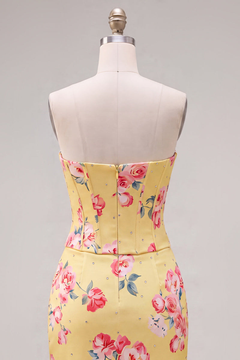 Load image into Gallery viewer, Floral Sparkly Blue Beaded Corset Tight Short Cocktail Dress