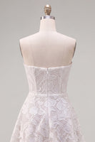 Load image into Gallery viewer, Floral White Lace Strapless A-Line Short Cocktail Dress with Bow