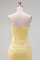 Load image into Gallery viewer, Yellow Beaded Strapless Corset Tight Short Cocktail Dress
