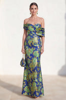Load image into Gallery viewer, Floral Pink Blue Mermaid Long Mother of the Bride Dress