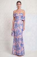 Load image into Gallery viewer, Floral Pink Blue Mermaid Long Mother of the Bride Dress