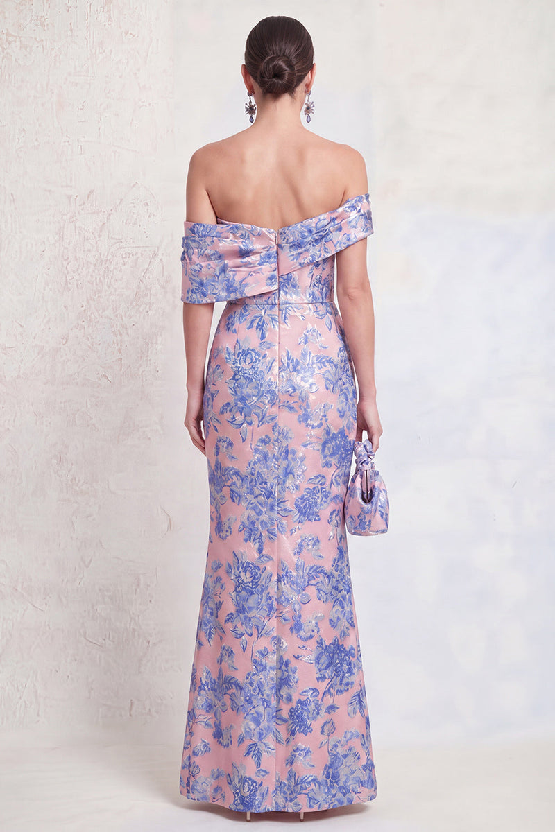 Load image into Gallery viewer, Floral Pink Blue Mermaid Long Mother of the Bride Dress