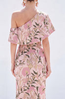 Load image into Gallery viewer, Grey Blue Floral Mermaid One Shoulder Long Mother of the Bride Dress