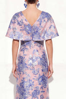 Load image into Gallery viewer, Navy Green Floral V-Neck Long Mother of the Bride Dress with Sleeves