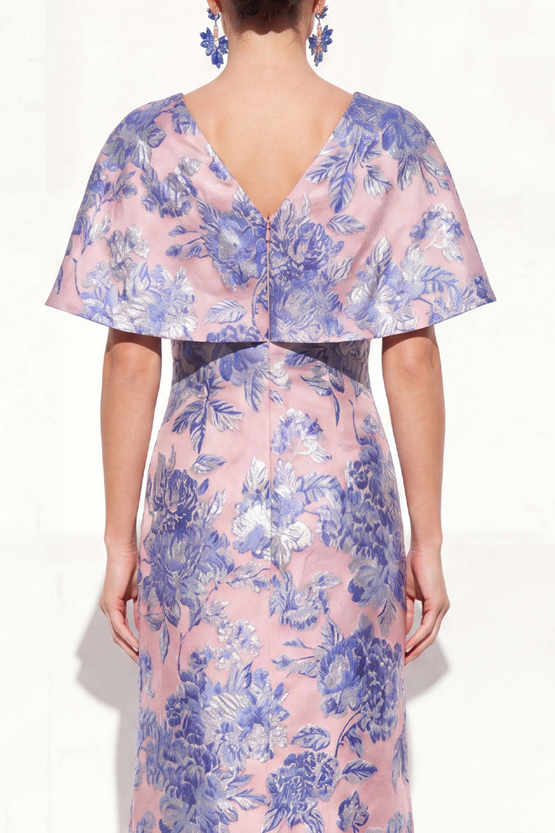 Load image into Gallery viewer, Navy Green Floral V-Neck Long Mother of the Bride Dress with Sleeves